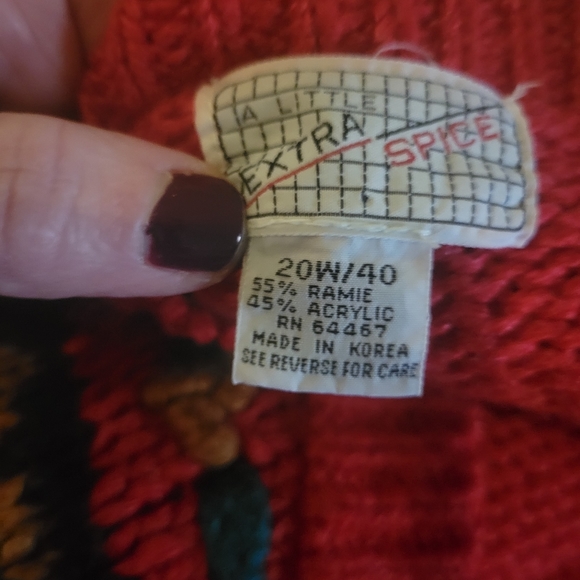 VINTAGE WESTERN FRINGE BOHO RED LONG CARDIGAN - Picture 10 of 10